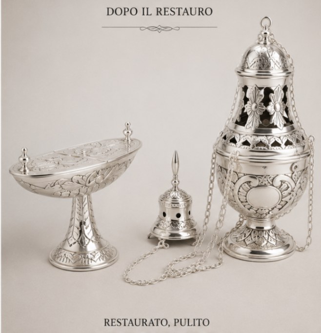 Navicella e Turibolo — dopo il restauro